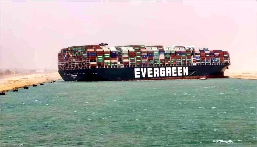 Contianer ship, Suez Canal, blocked